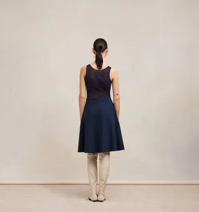 Ami Alexandre Mattiussi Ami Paris Viring-wool Blend A-line Skirt In Night Blue
