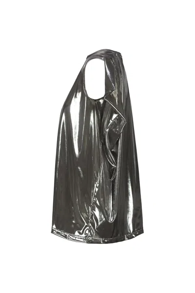 Junya Watanabe Metallic Sleeveless Sweater Structured Shoulders In Silver