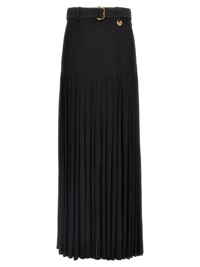 Burberry Bar Pleated Maxi Skirt With Belt In Black