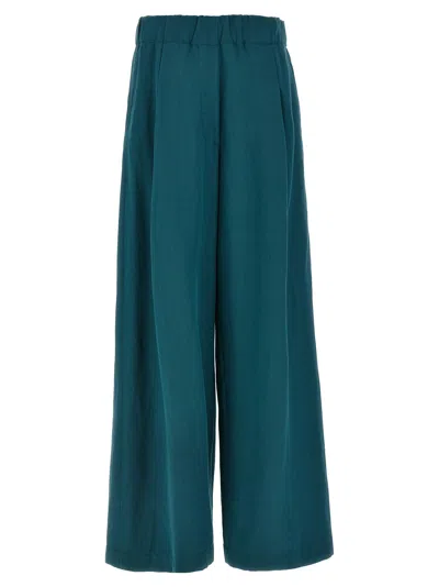 Dries Van Noten Trousers Wide Leg Elastic Waistband In Blue