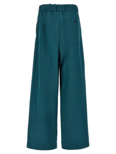 Dries Van Noten Trousers Wide Leg Elastic Waistband In Blue