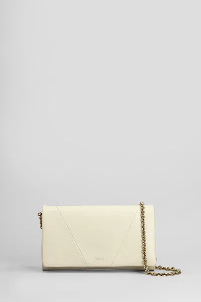 Chloé Beige Flap Wallet With Gold Zip Chain In Beige