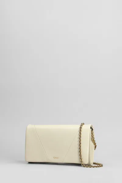 Chloé Beige Flap Wallet With Gold Zip Chain In Beige