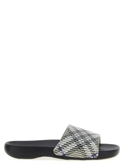 Burberry Patterned Strap Open Toe Rubber Sandals In Multicolor