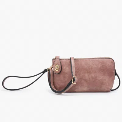 Jen & Co. Crossbody Wristlet Clutch With Twist Lock Closure In Dark Rose In Multi