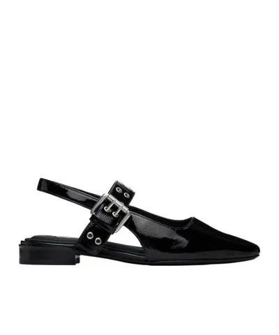 Rag & Bone Astra Houndstooth Buckle Slingback Ballerina Flats In Black