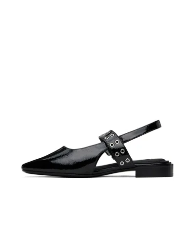 Rag & Bone Astra Houndstooth Buckle Slingback Ballerina Flats In Black