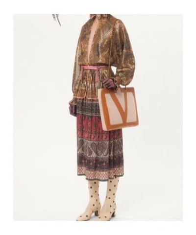 Valentino Viva Superstar Canvas Shoulder Bag In Natural/spice Color