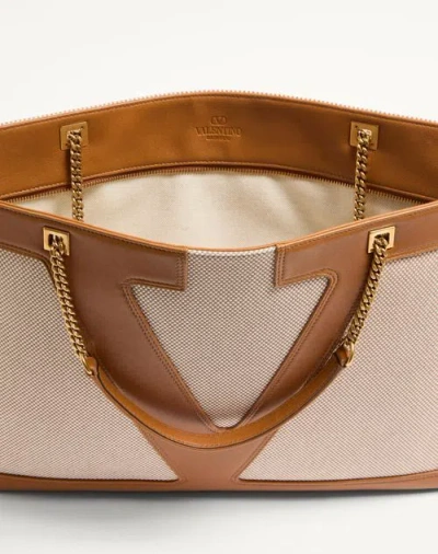 Valentino Viva Superstar Canvas Shoulder Bag In Natural/spice Color
