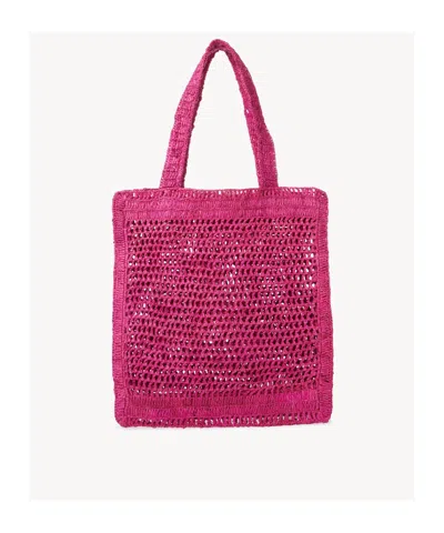 Chloé Chloe Women Fuchsia Raffia Estate Banana Shopping Bag In Pink
