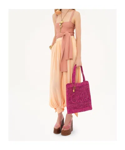 Chloé Chloe Women Fuchsia Raffia Estate Banana Shopping Bag In Pink