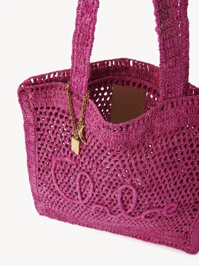 Chloé Chloe Women Fuchsia Raffia Estate Banana Shopping Bag In Pink