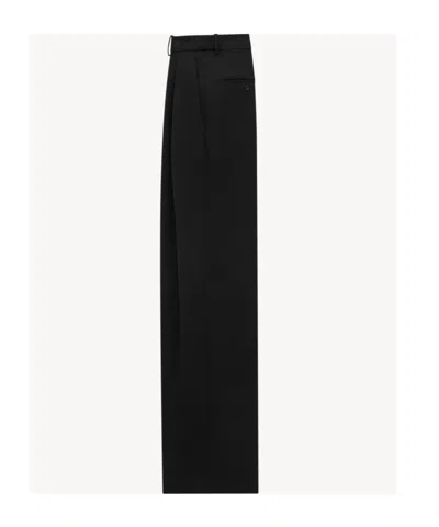 Saint Laurent Wide Leg Trousers With Pleats And Pockets In Black