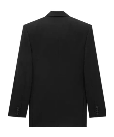 Saint Laurent Certified Wool Tuxedo Blazer With Silk Lining In Black