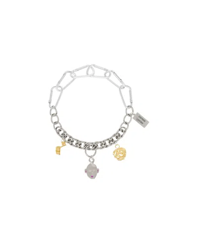 Chopova Lowena Triple Curl Charm Necklace In Gray