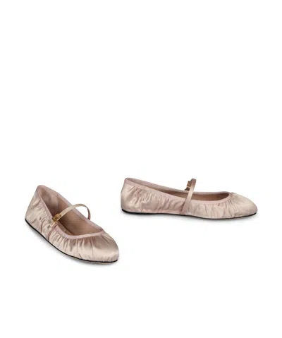 Dolce & Gabbana Elastic Trim Ruched Design Ballerina Flats In Beige