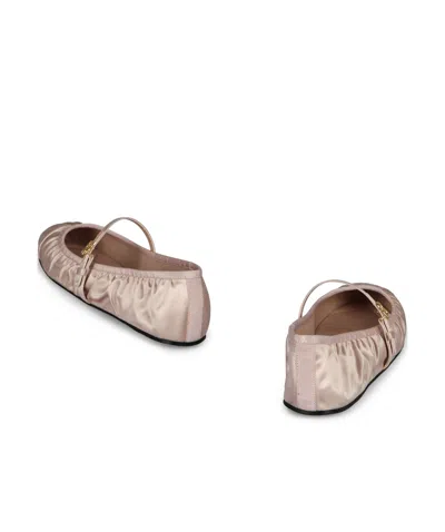 Dolce & Gabbana Elastic Trim Ruched Design Ballerina Flats In Beige