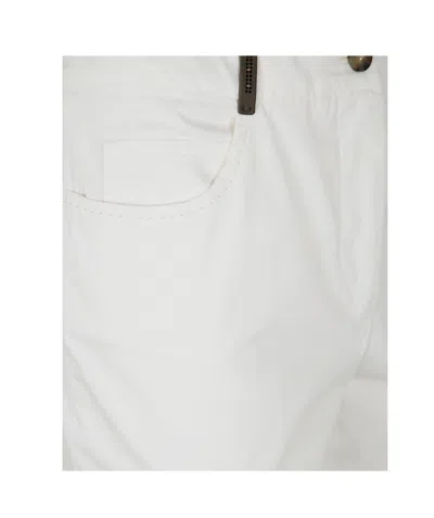 Peserico Light Cotton Satin Stretch Trousers In Purewhite