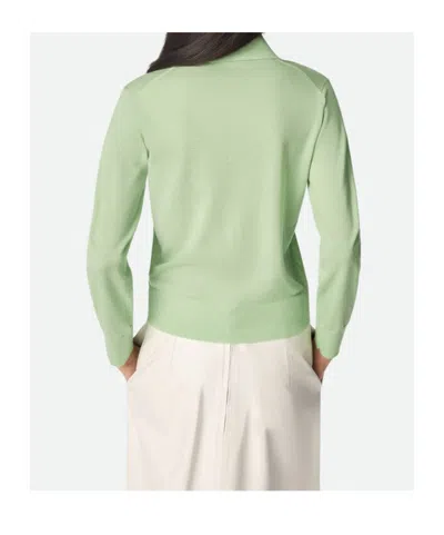 Bottega Veneta Green Polo With Classic Collar And Embroidered Logo On The Front In Light Cashmere Wo In Green