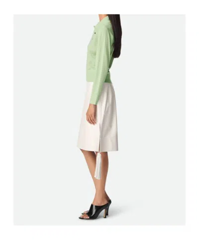 Bottega Veneta Green Polo With Classic Collar And Embroidered Logo On The Front In Light Cashmere Wo In Green
