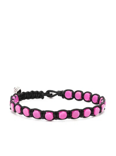 Isabel Marant Crystal Embellished Bracelet In Fuchsia-black In Multi