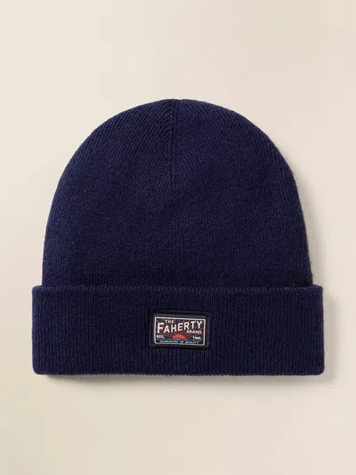 Faherty Logo Beanie In Ash Heather