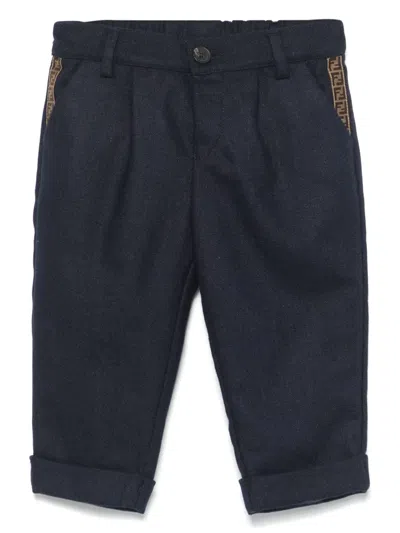 Fendi Canvas Trousers In Blue