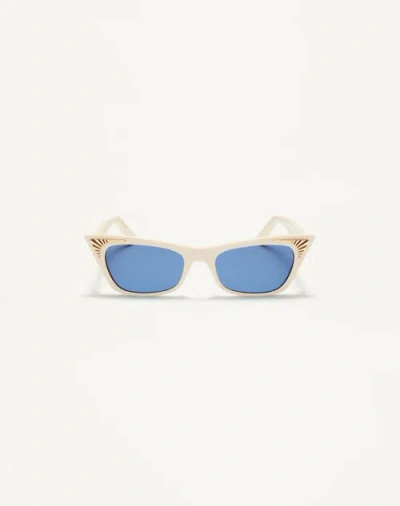 Valentino Blue Cat Eye Ladies Sunglasses Vls-17 5b 51 In Ivory/blue