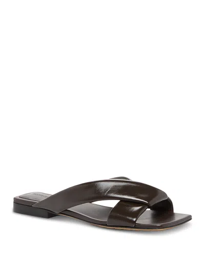 Bottega Veneta Riva Criss Cross Leather Flat Sandals In Brown