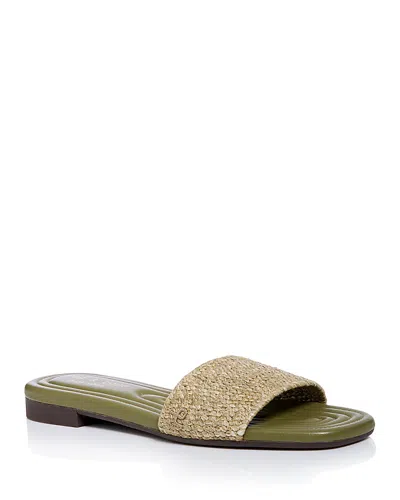 Rag & Bone Ellie Woven Flat Slide Sandals In Loden