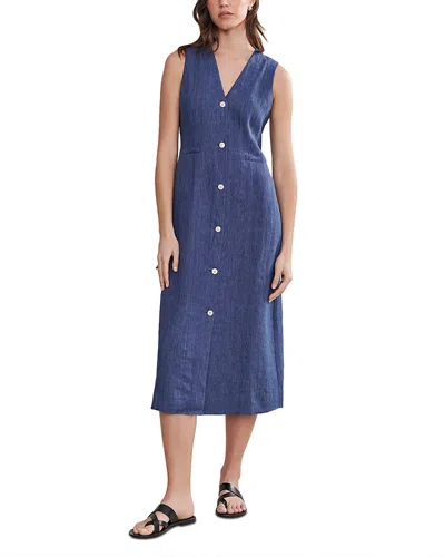 Jenni Kayne Callan Linen Button Front Midi Dress In Chambray