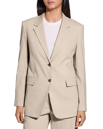 Theory Relaxed Blazer In Good Linen In Soft Taupe
