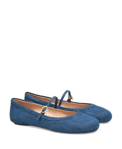 Gianvito Rossi Carla Flat Ballerinas In Blue Denim