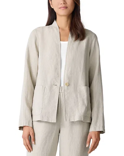 Eileen Fisher High Collar Organic Linen Jacket In Unnatural