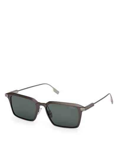Zegna Square Sunglasses, 55mm In Gunmetal/green