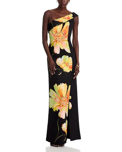 Black Halo Dolan One-shoulder Gown In Bursting Bloom