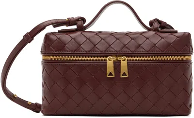 Bottega Veneta Bordeaux Vanity Case With Intrecciato Motiv In Leather Woman In 2247 Barolo-gold