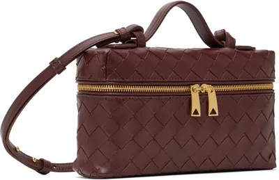 Bottega Veneta Bordeaux Vanity Case With Intrecciato Motiv In Leather Woman In 2247 Barolo-gold