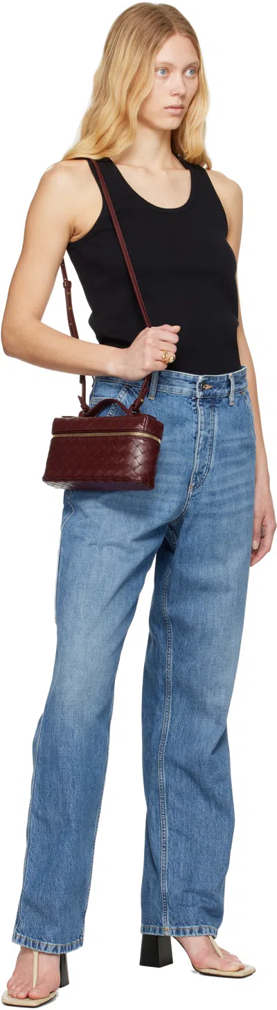 Bottega Veneta Bordeaux Vanity Case With Intrecciato Motiv In Leather Woman In 2247 Barolo-gold