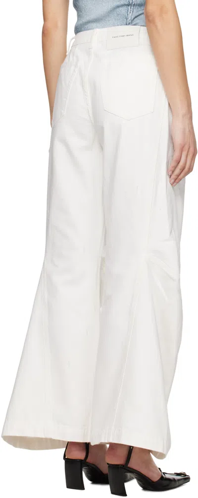Feng Chen Wang White Cargo Jeans In White