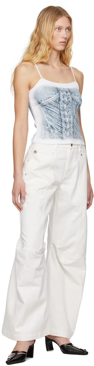 Feng Chen Wang White Cargo Jeans In White