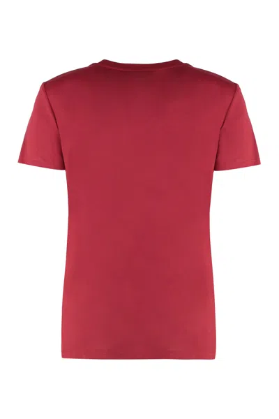 Max Mara Cotton T-shirt With Frontal Monogram In Red