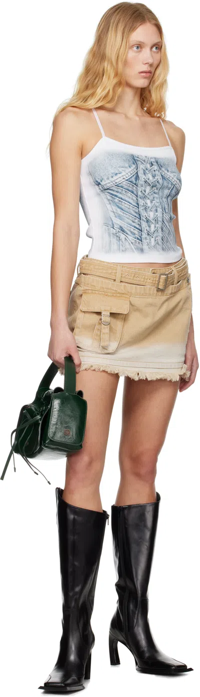 Feng Chen Wang Beige Plant Dyed Miniskirt In Beige