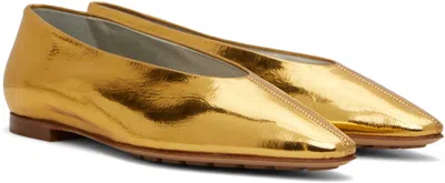 Bottega Veneta Gold Sofia Ballerina Flats In 8265 Gold