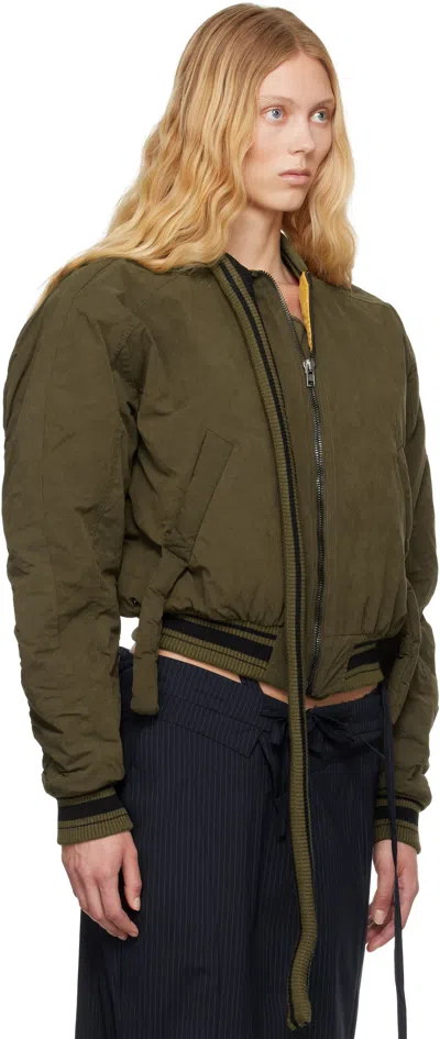 Ottolinger Khaki Strap Bomber Jacket In Green Black