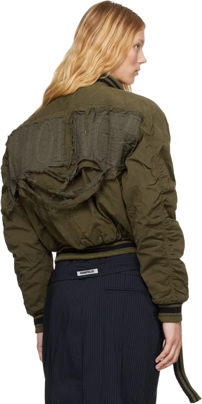Ottolinger Khaki Strap Bomber Jacket In Green Black