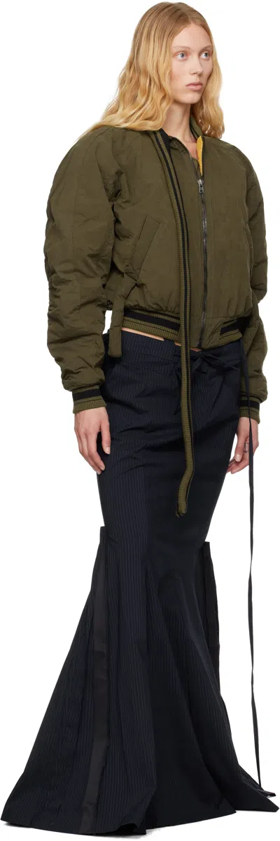 Ottolinger Khaki Strap Bomber Jacket In Green Black