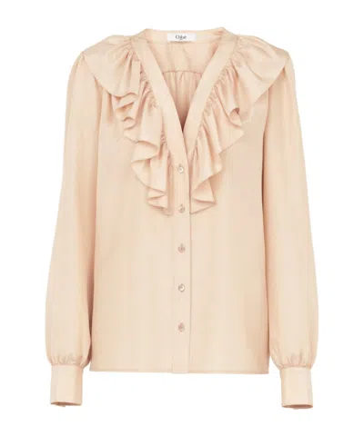 Chloé Chloe Peach Satin Shirt In Brown