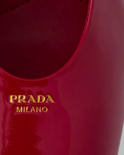 Prada Block Heel Patent Finish Pointed Toe Pumps In Cherry Red