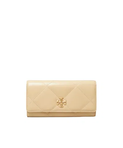 Tory Burch Kira Diamond Quilt Flap Wallet In Vanilla Soft Serve